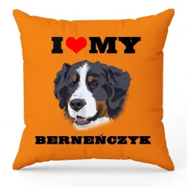 poduszka-pomaranczowa-i-love-my-bernenczyk-dla-milosnika-psow-prezent-40x40