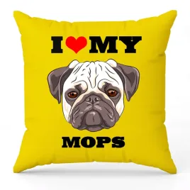 poduszka-zolta-i-love-my-mops-dla-milosnika-psow-prezent-upominek-40x40cm
