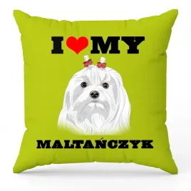 poduszka-zielona-i-love-my-maltanczyk-dla-milosnika-psow-prezent-upominek