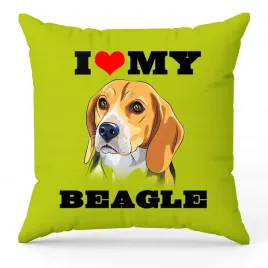 poduszka-zielona-i-love-my-beagle-dla-milosnika-psow-prezent-upominek-40x40