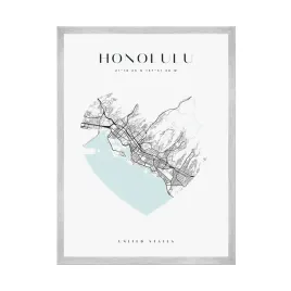 plakat-mapa-miasta-honolulu-serce-21x297-srebrna