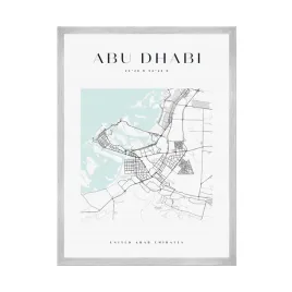 plakat-mapa-miasta-abu-dhabi-kwadrat-21x297-cm-ramka-srebrna