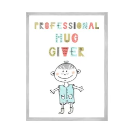 plakat-dzieciece-professional-hug-giver-21x297-cm-ramka-srebrna
