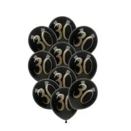 balony-lateksowe-30cm-30-urodziny-czarny-100szt