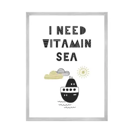plakat-dzieciece-i-need-vitamin-sea-21x297-cm-ramka-srebrna
