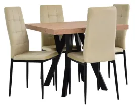 stol-rozkladany-90x90-190cm-4-krzesla-tapicerowane-welur-bezowy