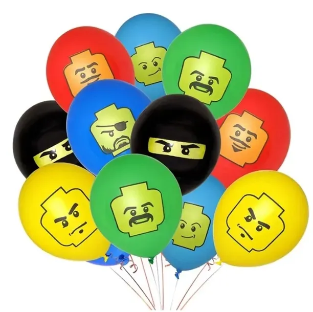 ZESTAW BALONÓW balony balon GŁÓWKI LEGO /30cm/ 10 sztuk