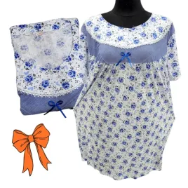 koszula-nocna-bawelna-roza-kwiat-prezent-krotki-rekaw-chaber-50-52-5xl-6xl