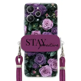 etui-do-xiaomi-redmi-12-4g-sliwkowy-sznurek-crossbody-uchwyt-purple-roses