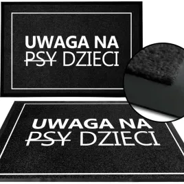 wycieraczka-wejsciowa-monochrom-czarna-pod-drzwi-uwaga-na-psy-dzieci-wzor