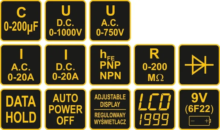 multimetr-reczny-vorel-81775-pomiar-ciaglosc-napiecie-przemienne-ac-napiecie-stale-dc-parametry-diody-pojemnosc-prad-przemienny-ac-prad-staly-dc-rezystancja-wzmocnienie-tranzystora