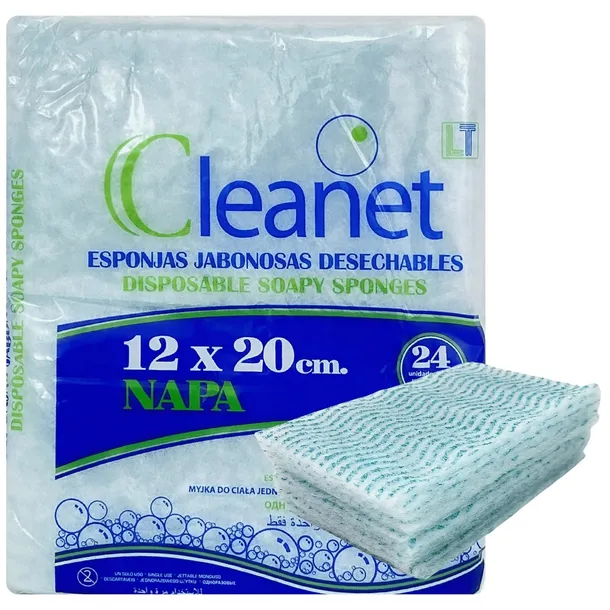 MYJKI DO MYCIA CIAŁA NASĄCZONE ŻELEM MYDŁEM GĄBKI KĄPIEL CLEANET - 24szt