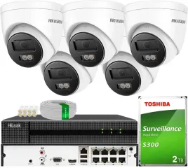 monitoring-ip-zestaw-5-kamer-6mpx-smart-hybrid-light-hikvision-poe-2tb