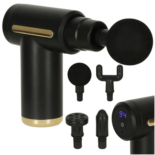 PISTOLET DO MASAŻU 4W1 LED MASSAGE GUN 99 POZIOMÓW MASAŻER PLECÓW I CIAŁA
