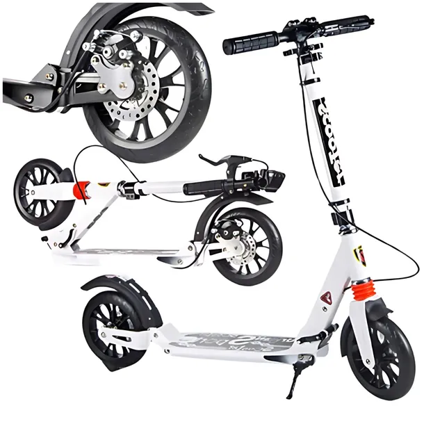 Hulajnoga Urban Scooter Biała/Czarna 2 Kółka Hamulec Tarczowy Składana