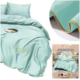 posciel-220x200-komplet-4cz-jednolita-z-haftem-mikrofibra-areta-mietowa