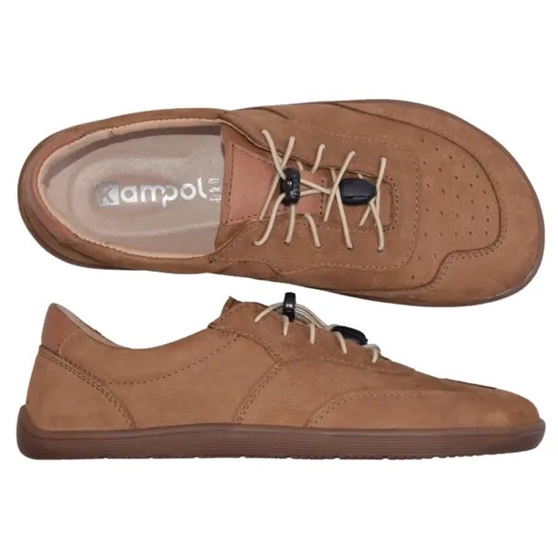 Buty Damskie Barefoot Szerokie Skórzane Trampki Półbuty Kampol Brązowe 42