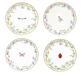 2x-talerz-talerzyk-16-cm-deserowy-motyw-wiosenny-ptak-wazka-biedronka-motyl