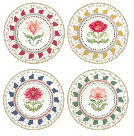 4-x-talerz-komplet-talerzy-zestaw-kolorowe-paski-19-cm-motyw-kwiatow-deser