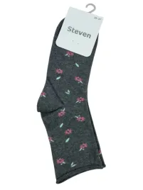 dlugie-skarpety-bawelniane-damskie-steven-szare-w-kwiatki-rozm-35-37