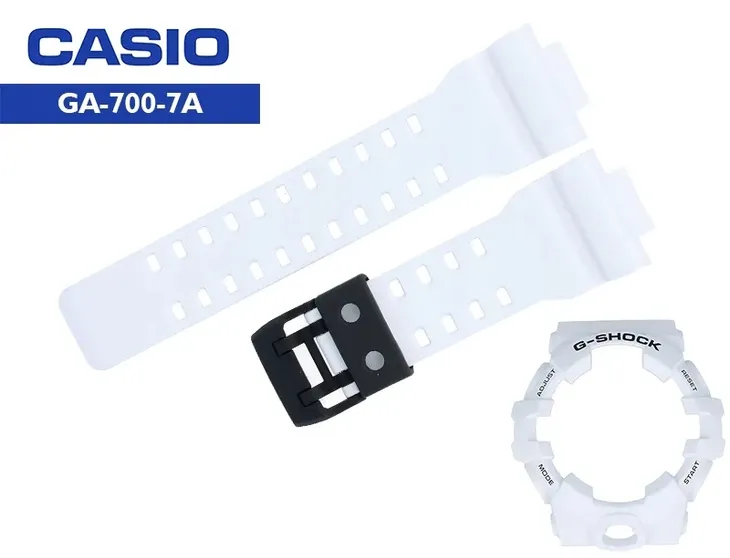 ORYGINALNY KOMPLET BEZEL + PASEK DO ZEGARKA CASIO GA-700-7A BIAŁY