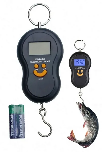 WAGA ELEKTRONICZNA HAKOWA DO 50 KG WĘDKARSKA BAGAŻOWA PLUS BATERIA