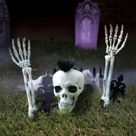 halloween-glowa-szkieletu-z-wrona-dekoracje-szkieletu-czaszka-i-rece