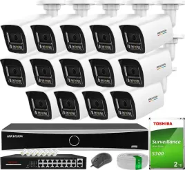 monitoring-hikvision-14-kamer-ip-6mpx-smart-hybrid-light-colorvu-dysk-2tb