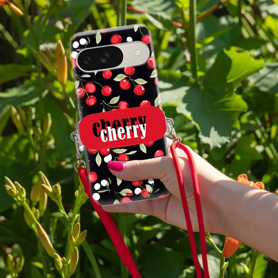 etui-do-google-pixel-9-sznurek-red-uchwyt-cherry-cherry-urocze-classy