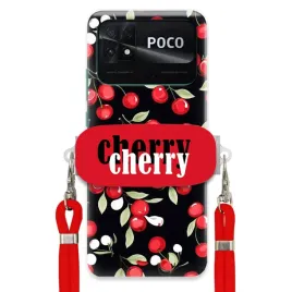 etui-do-xiaomi-poco-c40-sznurek-red-uchwyt-cherry-cherry-urocze-classy