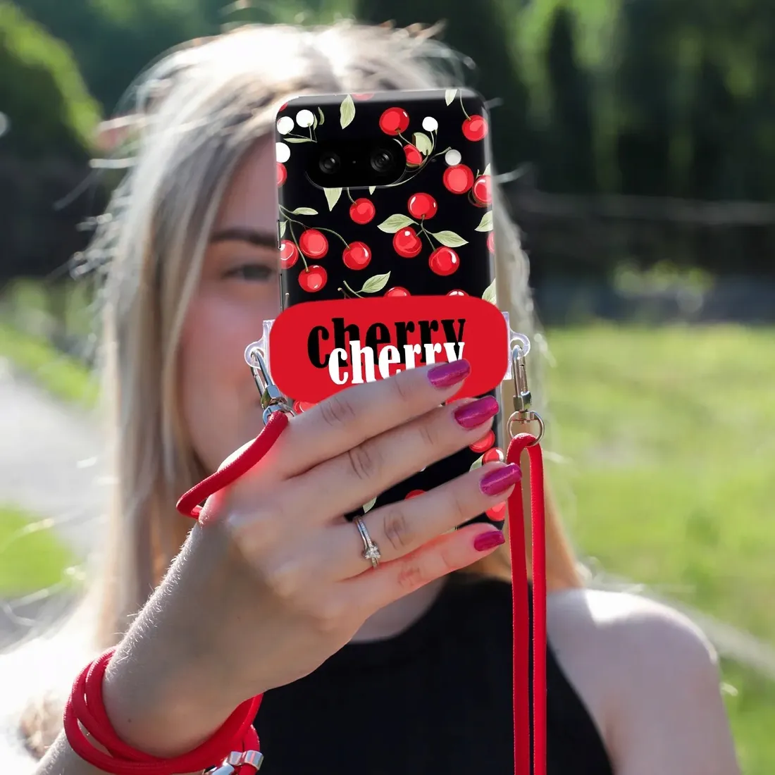 etui-do-google-pixel-8-sznurek-red-uchwyt-cherry-cherry-urocze-classy