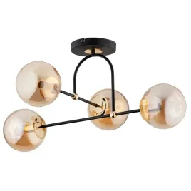lampa-sufitowa-glamour-czarna-zlota-szklane-bursztynowe-kule-4-pkt-alfa