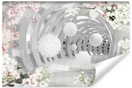 fototapeta-do-salonu-sypialni-abstrakcja-tunel-efekt-3d-kwiaty-kule-450x300