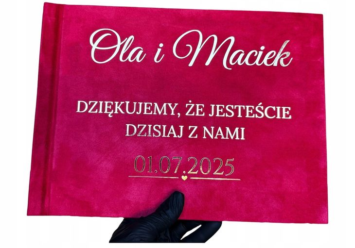 Księga Gości welurowa na ślub wesele personalizowana na uroczystość