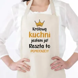 fartuch-damski-bezowy-prezent-na-dzien-mamy-krolowa-kuchni-jestem-ja