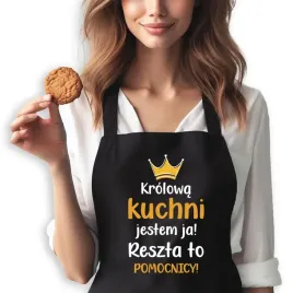 fartuch-damski-czarny-uroczy-prezent-na-dzien-mamy-krolowa-kuchni-jestem-ja
