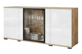 nowoczesna-czterodrzwiowa-komoda-caro-150-cm-witryna-szklane-polki
