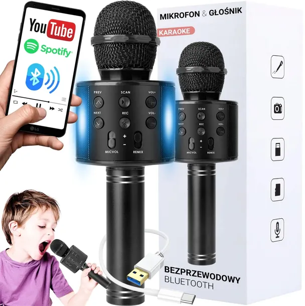 MIKROFON DLA DZIECI BEZPRZEWODOWY KARAOKE GŁOŚNIK DLA CHŁOPCA DZIEWCZYNKI