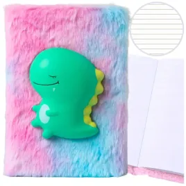 pluszowy-notatnik-w-linie-z-zielonym-dinozaurem-3d-kolorowy