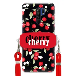etui-do-xiaomi-redmi-9-sznurek-red-uchwyt-cherry-cherry-urocze-classy