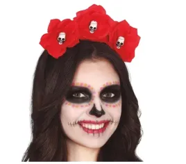 opaska-czerwone-kwiaty-z-czaszkami-czahami-czacha-los-muertos-halloween