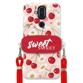 etui-do-nokia-8-1-czerwona-smycz-uchwyt-sweet-sweet-wisnia-i-stokrotka