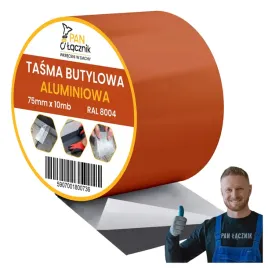 tasma-butylowa-dekarska-aluminiowa-75mm-10mb-ral8004-dachowa-uszczelniajaca