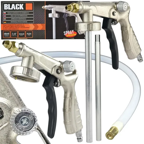 PISTOLET DO KONSERWACJI BARANKA Z WĘŻYKIEM i REGULACJĄ MARKI BLACK