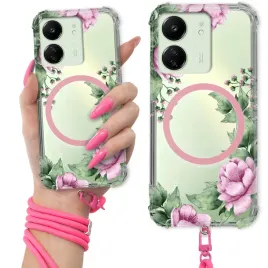 etui-do-xiaomi-redmi-13c-antishock-pink-ring-magsafe-pink-smycz-flower