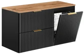 czarna-szafka-pod-umywalke-100-cm-z-koszem-na-pranie-ryflowana-blat-wotan