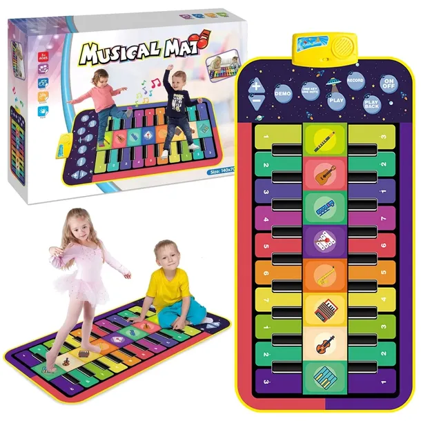 MUZYCZNA MATA DO TAŃCZENIA PIANINO Interaktywna Gra Taneczna 140x70cm XXL