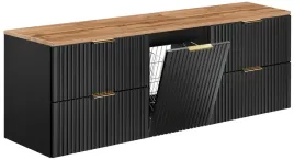 czarna-szafka-pod-umywalke-160-cm-z-koszem-na-pranie-ryflowana-blat-wotan