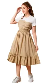 shein-sukienka-bezowa-dziewczeca-midi-gladka-134-140-1bl