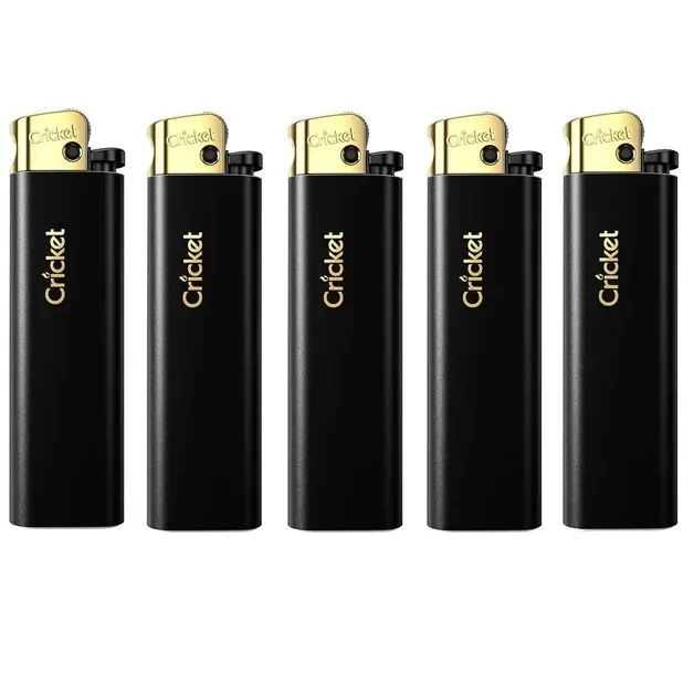 5 x Zapalniczka gazowa Cricket Black Matte Gold